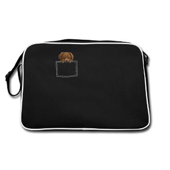 Dog in breast pocket doggy - Retro Bag - black/white - Back