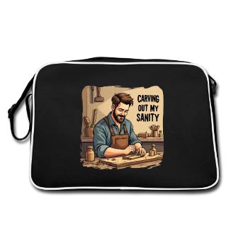 Holzarbeit Woodworking Carving out my Sanity - Retro Tasche - Schwarz/Weiß - Hinten