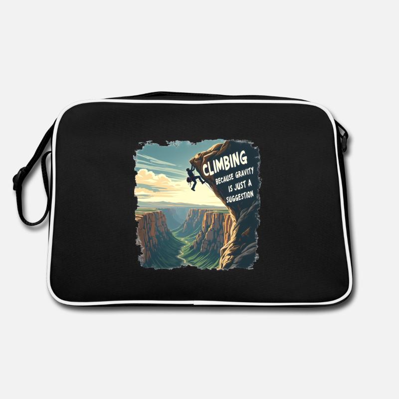 Klettern - Because Gravity Is Just a Suggestion - Retro Tasche - Schwarz/Weiß