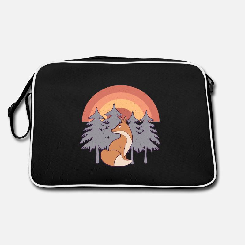 Fuchs im Wald mit Regenbogen Retro Tasche