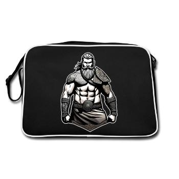 Proud Viking Warrior Germanic - Retro Bag - black/white - Back