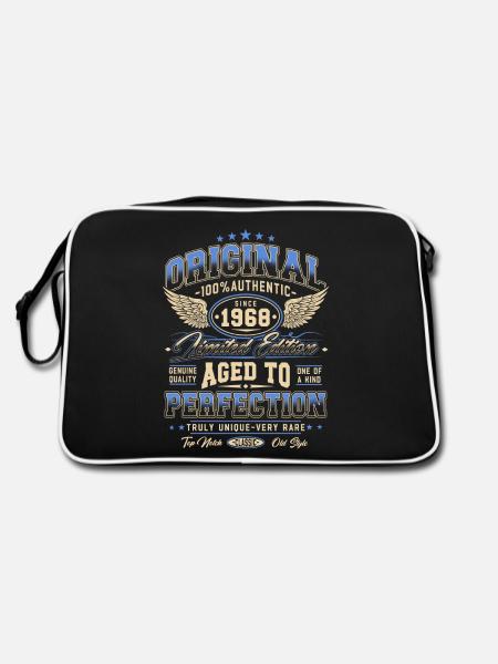 Original 1968 Jahrgang geboren Geburtstag Geschenk - Retro Tasche - Schwarz/Weiß