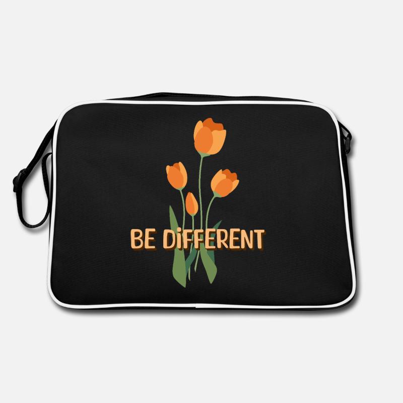 Be Different Tulips & Positive Affirmations - Retro Bag - black/white