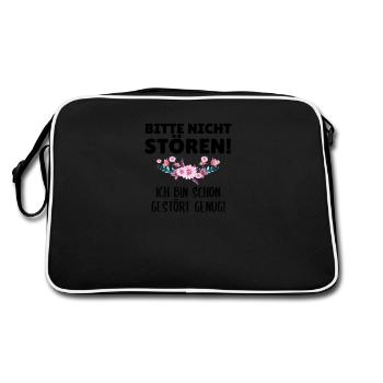 Bitte nicht stören! ich bin schon gestört genug! - Retro Tasche - Schwarz/Weiß - Hinten