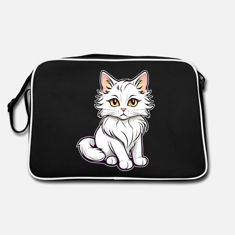 Cute White Maine Coon Cat Retro Bag