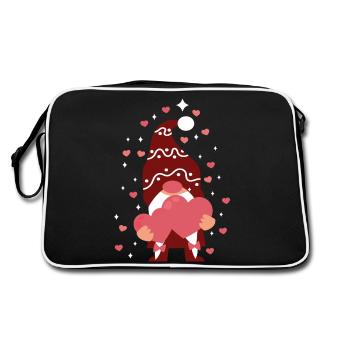 Funny Gnome Hanging a Red Heart Valentine Day 2024 - Sac Retro - noir/blanc - Dos