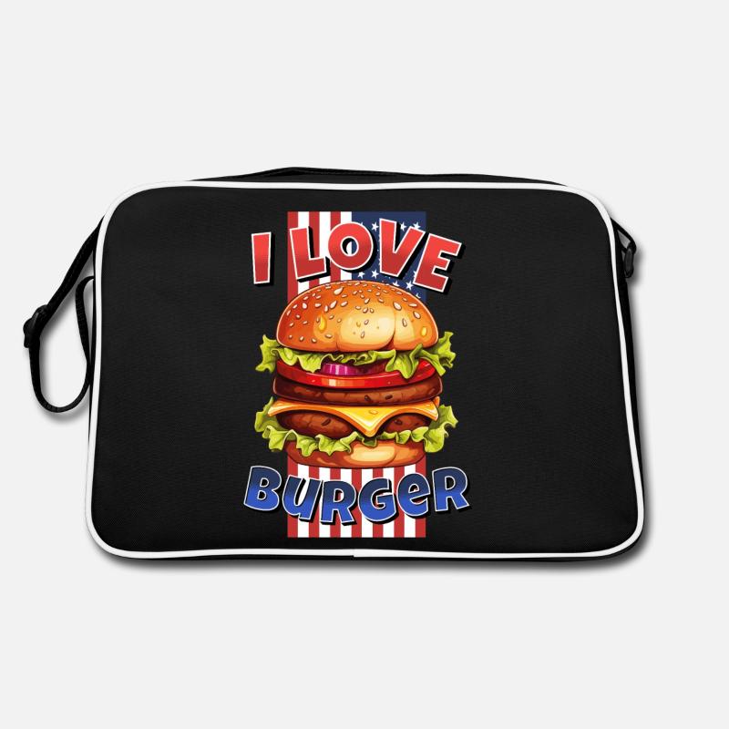 I Love Burger Hamburger Cheeseburger Restauration rapide États-Unis Sac Retro