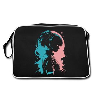 of Aesthetics: Anime Girl Silhouette - Retro Bag - black/white - Back