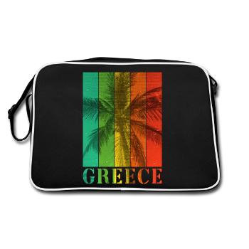 Grèce Été Palmiers Plage Mer Vacances - Sac Retro - noir/blanc - Dos