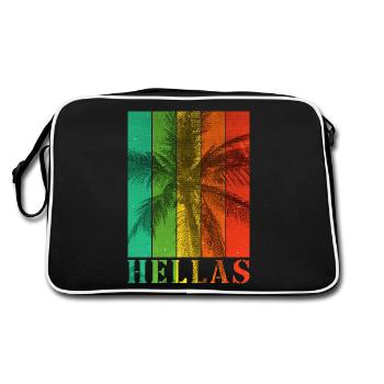 Griechenland Hellas Sommer Palmen Strand Meer - Retro Tasche - Schwarz/Weiß - Hinten