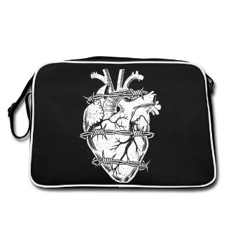 Coeur en fil de fer barbelé - Sac Retro - noir/blanc - Dos