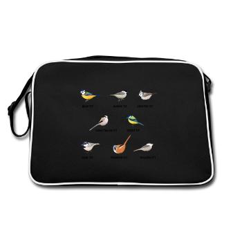 Une collection d'oiseaux mésange - Cadeau ornithologique - Sac Retro - noir/blanc - Dos