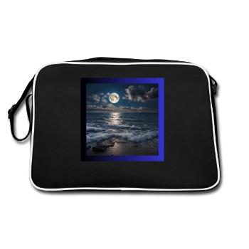 Full moon with sea - Retro Bag - black/white - Back