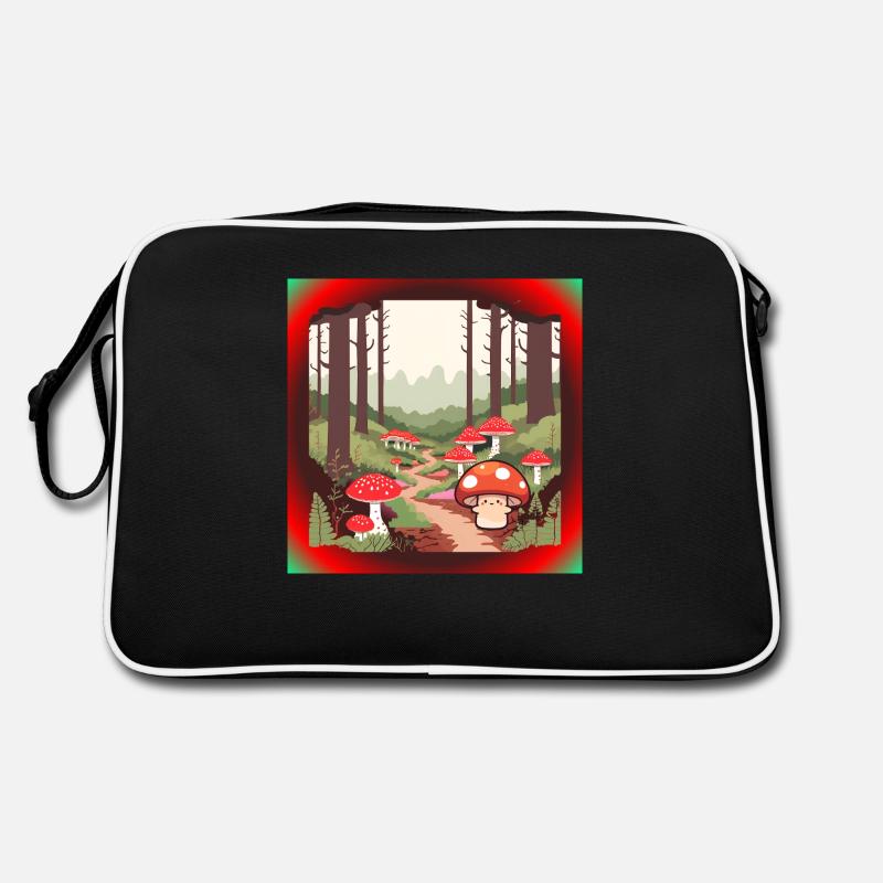 Champignons dans la forêt - Sac Retro - noir/blanc