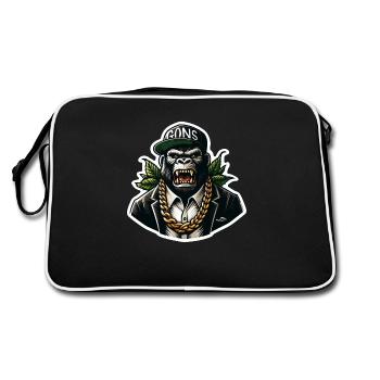 Gorilla with Gold Chain - Retro Bag - black/white - Back