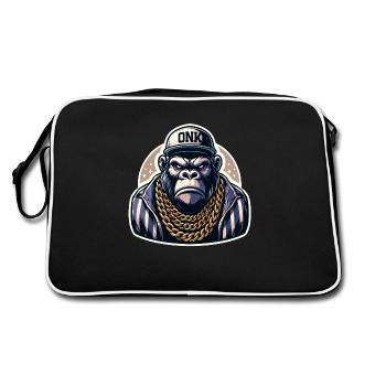 Gorilla with Gold Chain - Retro Bag - black/white - Back