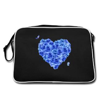 Cœur floral bleu - Sac Retro - noir/blanc - Dos