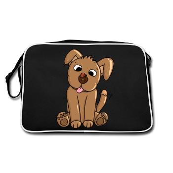Un chiot se lie d’amitié avec une coccinelle - Sac Retro - noir/blanc - Dos