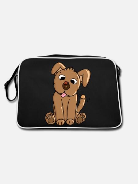 Un chiot se lie d’amitié avec une coccinelle - Sac Retro - noir/blanc - Dos