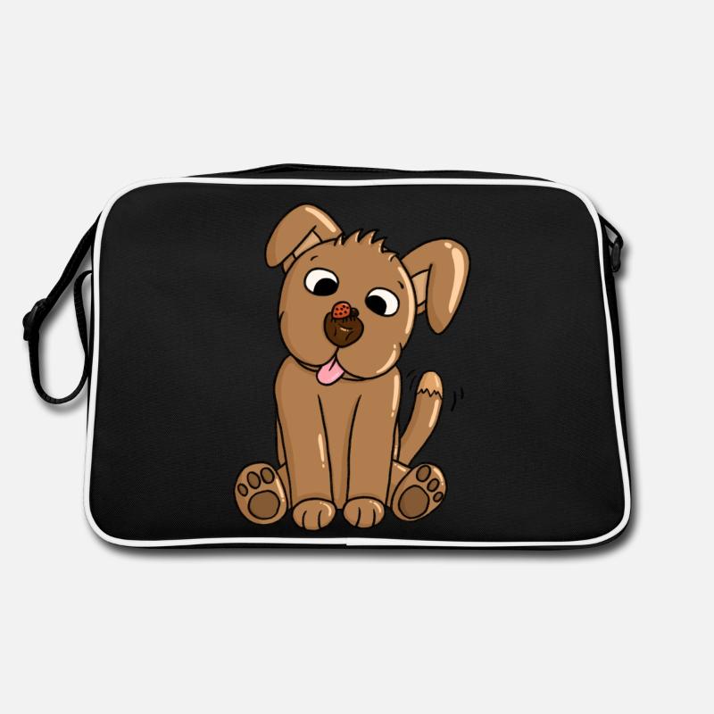 A puppy befriends a ladybug Retro Bag