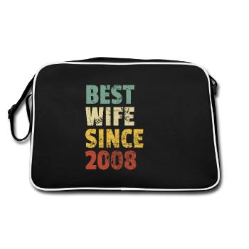 Beste Ehefrau seit 2008 Lustiger Jahrestag Geburtstag - Retro Tasche - Schwarz/Weiß - Hinten