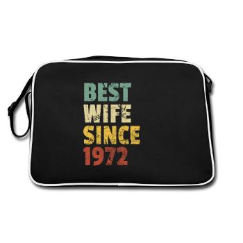 Beste Ehefrau seit 1972 Lustiger Geburtstag - Retro Tasche - Schwarz/Weiß - Hinten