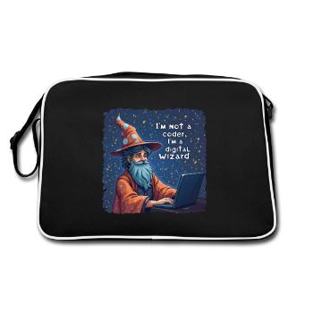 I'm Not a Coder I'm a Digital Wizard Programmierer - Retro Tasche - Schwarz/Weiß - Hinten