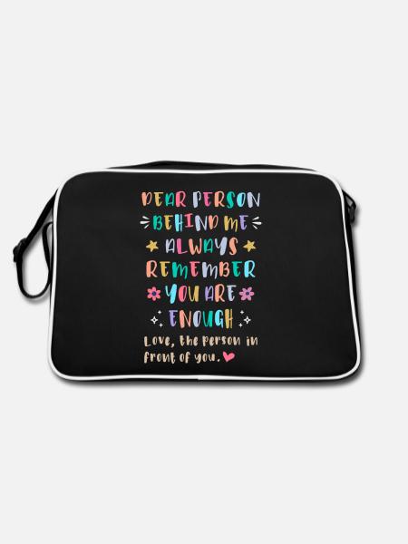 Always Remember You Are Enough - Retro Tasche - Schwarz/Weiß - Hinten