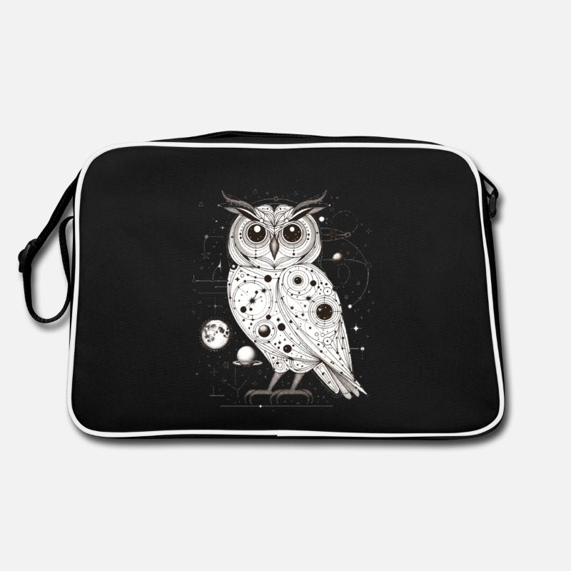 Hibou dans l’espace | L’espace extra-atmosphérique dans Owl - Sac Retro - noir/blanc