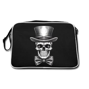Tête de mort chapeau haut de forme noeud papillon Bachelorette Party tête de mort - Sac Retro - noir/blanc - Dos