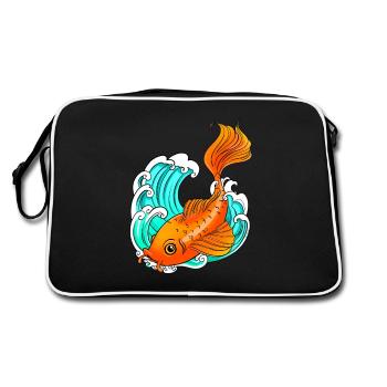 Koi Carp - Wave - Fish - Retro Bag - black/white - Back