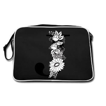 Floral black and white letter j - Retro Bag - black/white - Back