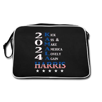Kamala 2024, Kick Ass & Make America Lovely Again - Retro Bag - black/white - Back