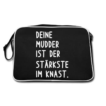 Deine Mutter Witz - Retro Tasche - Schwarz/Weiß - Hinten