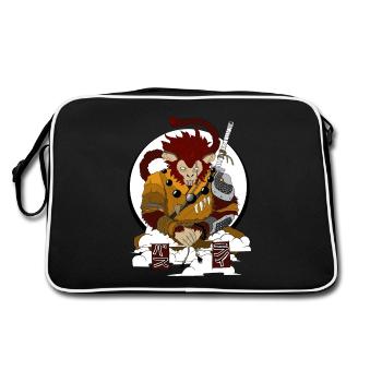 Affenkönig - Retro Tasche - Schwarz/Weiß - Hinten