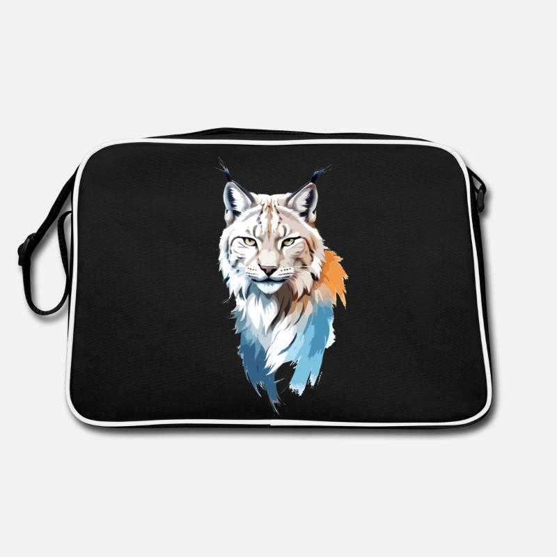 Luchs-Vektor-Kunst mit lebendiger Farbillustration Retro Tasche