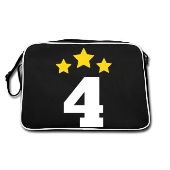 4 Jahre Stern - Geschenk zum 4. Jahrestag - Retro Tasche - Schwarz/Weiß - Hinten