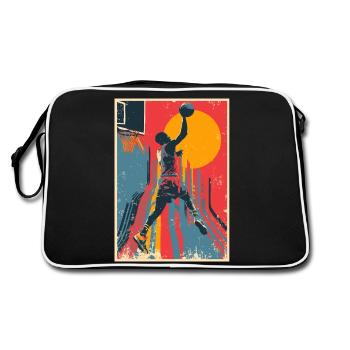 Vintage basketball dunk in front of yellow sun. - Retro Bag - black/white - Back