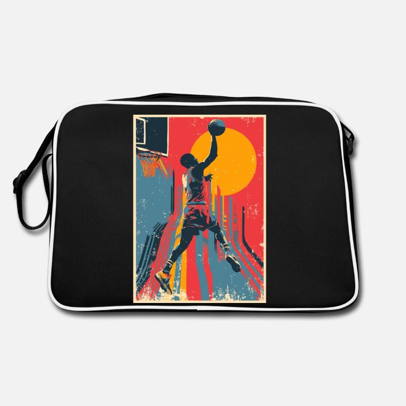 Dunk de basket-ball vintage devant le soleil jaune. - Sac Retro - noir/blanc