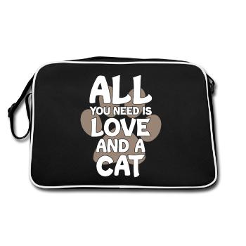 Tout ce dont vous avez besoin, c’est d’amour et d’un chat - Sac Retro - noir/blanc - Dos
