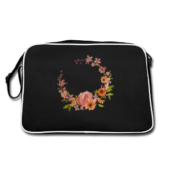 Couronne florale asymétrique - Sac Retro - noir/blanc - Dos
