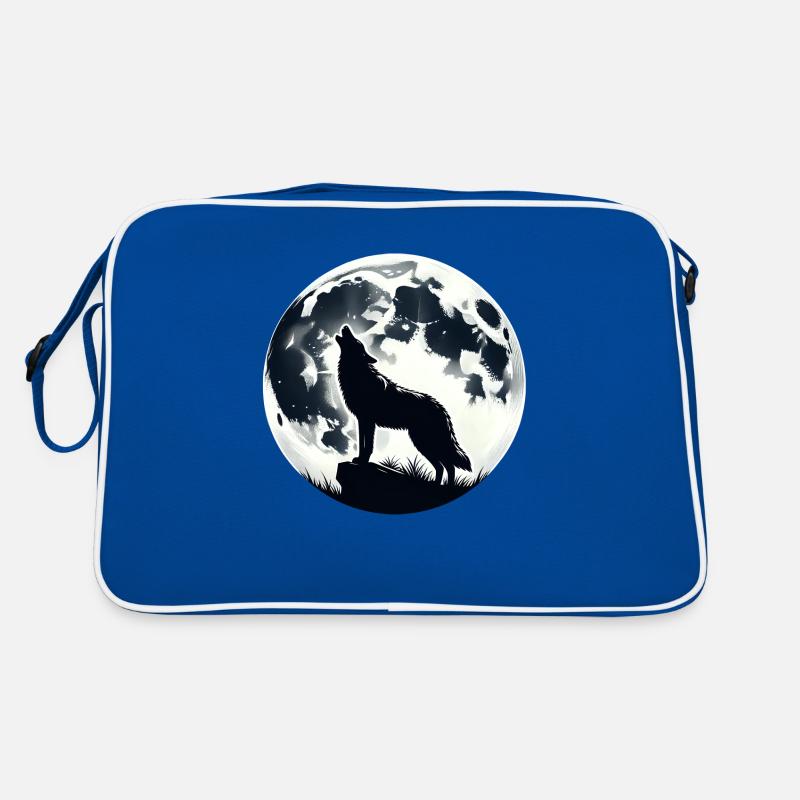 Wolf Howling At Moonlight Retro Bag