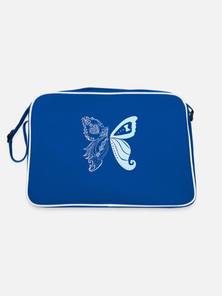 Bride and groom as butterflies - Retro Bag - blue/white - Back