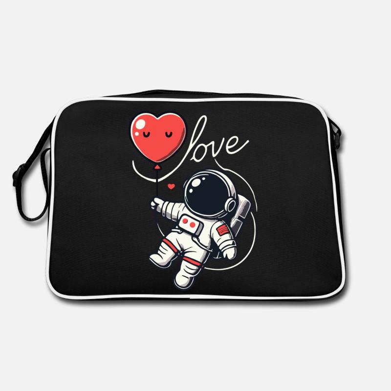 Astronaut holding a heart balloon Retro Bag