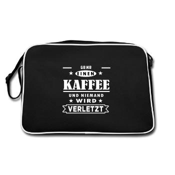 Gib mir Kaffee.. - Retro Tasche - Schwarz/Weiß - Hinten