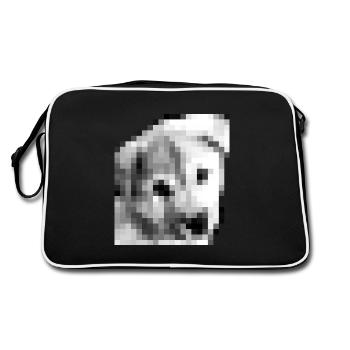 Pixel Jindo Puppy - Retro Tasche - Schwarz/Weiß - Hinten