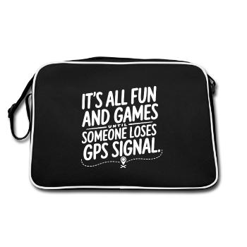 It's All Fun Until GPS Signal is Lost – Geocaching - Retro Bag - black/white - Back