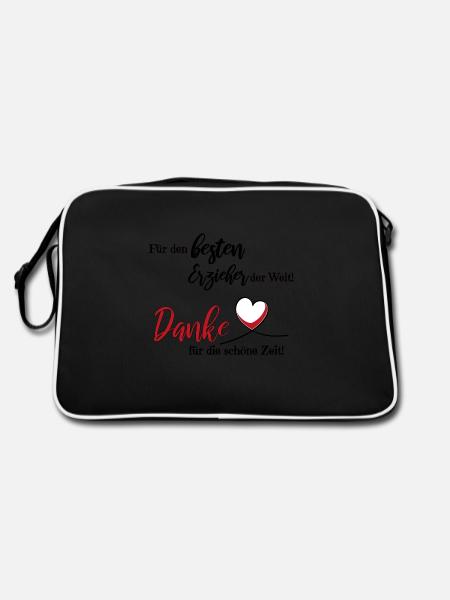 Bester Erzieher der Welt! Danke! - Retro Tasche - Schwarz/Weiß - Hinten