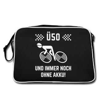 Ü50 Und Immer Noch Ohne Akku! (Fahrrad Rennrad W) - Retro Tasche - Schwarz/Weiß - Hinten