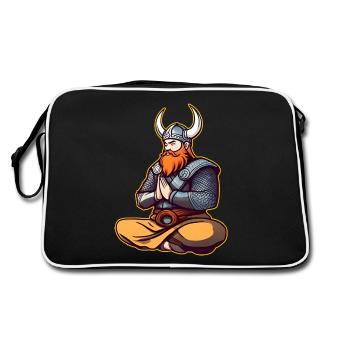 Cute Viking Doing Yoga II - Retro Bag - black/white - Back